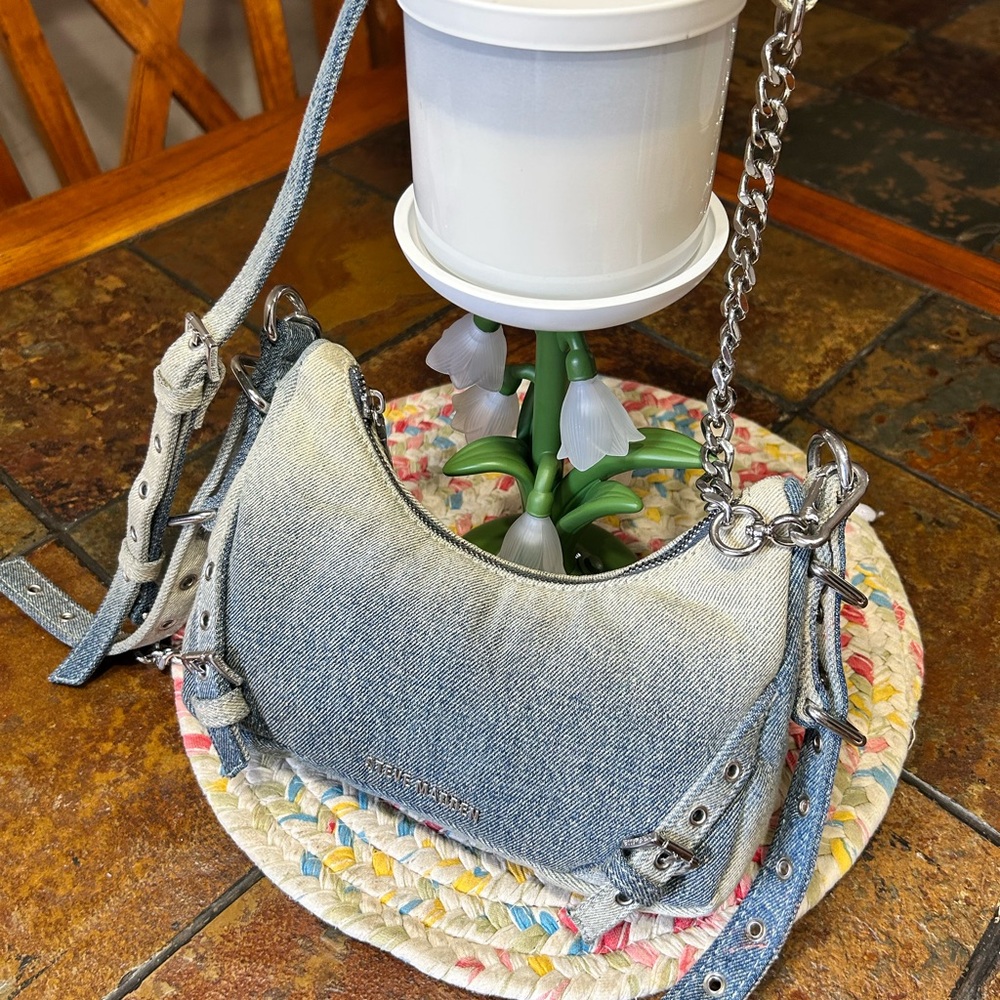 Steve Madden Vital Denim Crossbody with Silver Hardware